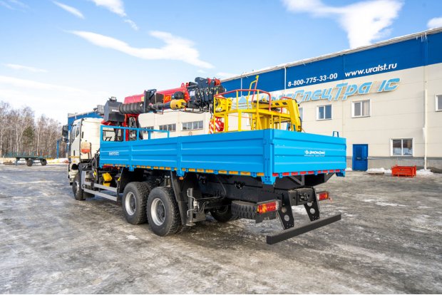 Бортовой автомобиль, УСТ 5453, с КМУ ИТ-200 (тросовый, люлька, бур)УСТ 5453 FAW 3250 (6Х6), КБ 4800 