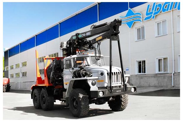 Лесовозный тягач Урал с манипулятором СФ-65