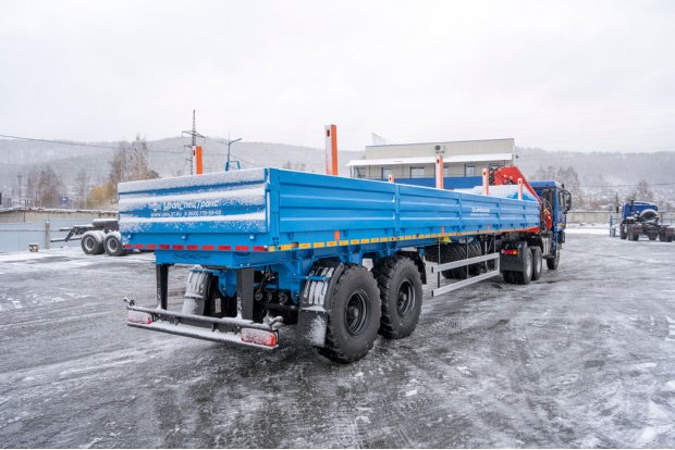 Седельный тягач УСТ 5453 с КМУ ИМ-180 SHACMAN SX32586V385 (6х6) + Полуприцеп бортовой ППБ 20Б-21-12К 