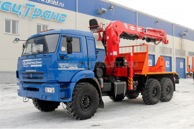 Бурильно-крановая машина столбовоз Камаз с КМУ и буром
