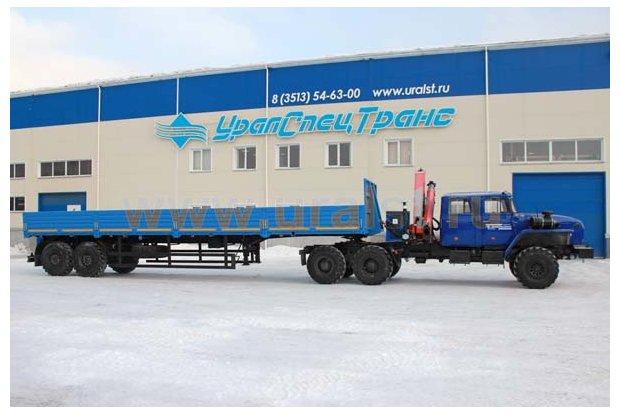 Тягач Урал 4320-1912-60 с бортовым полуприцепом