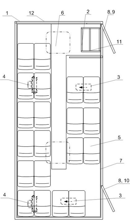 Планировка салона вахтового автобуса