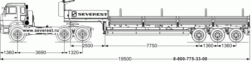 АВТОПОЕЗД - ТЯГАЧ КАМАЗ 53504-50 (к.м 9369) и ППК 35ЛР-31-11КБ УСТ