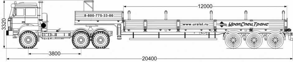 Автопоезд Урал 44202 с ППК 29ЛР-31-12КБ