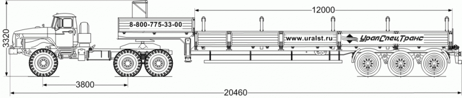 Автопоезд Урал 44202 с ППК 29ЛР-31-12КБ