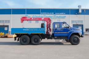Бортовой автомобиль с КМУ UNIC UR-V554 (тросовый) УСТ 5453 Урал NEXT 4320-72, сдвоенная кабина