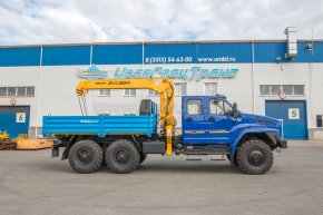 Автомобиль бортовой с КМУ SOOSAN SCS 524 (тросовый) УСТ 54534V Урал NEXT 4320-72Е5И06, сдвоенная кабина